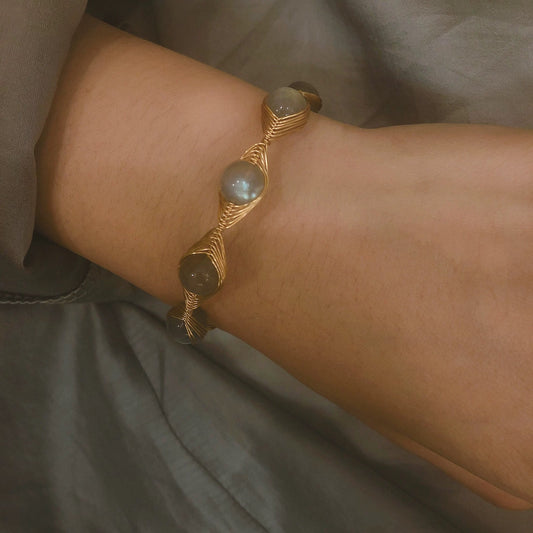 Labradorite Wire Wrapped Cuff Bracelet