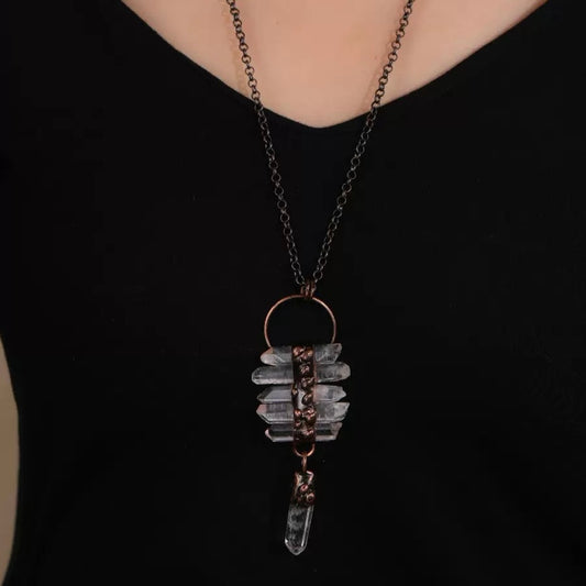 Raw Clear Quartz Statement Necklace