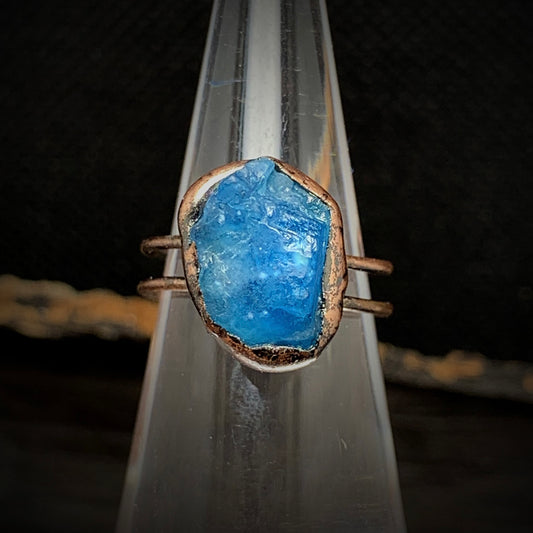 Raw Blue Apatite Adjustable Ring