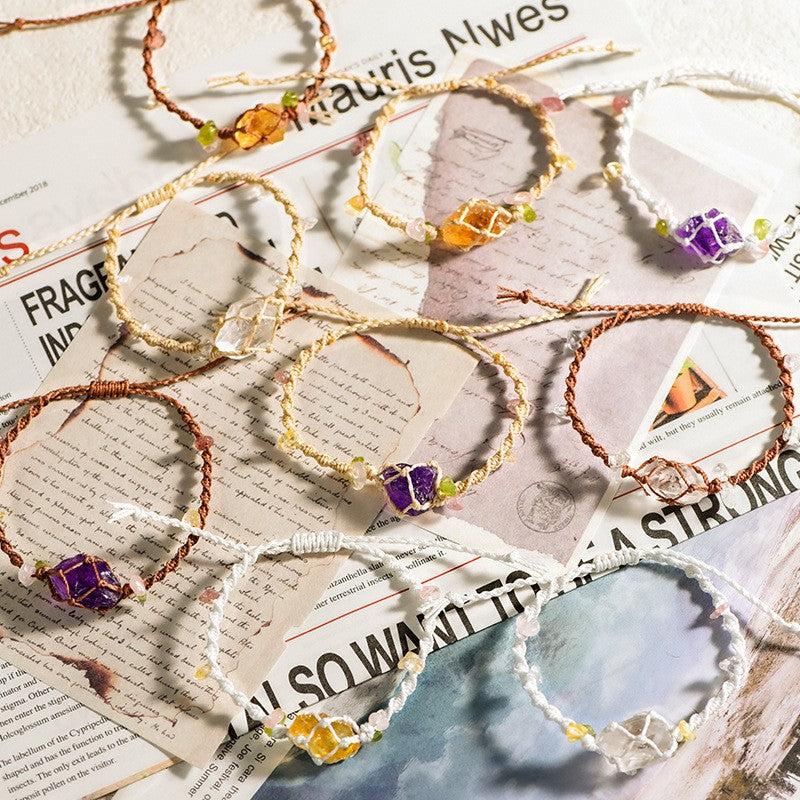 Raw Amethyst Handwoven Bracelet