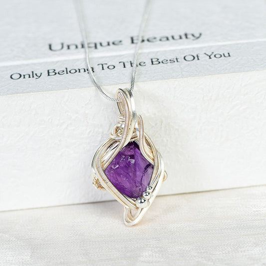 Raw Amethyst Hand-Wrapped Necklace