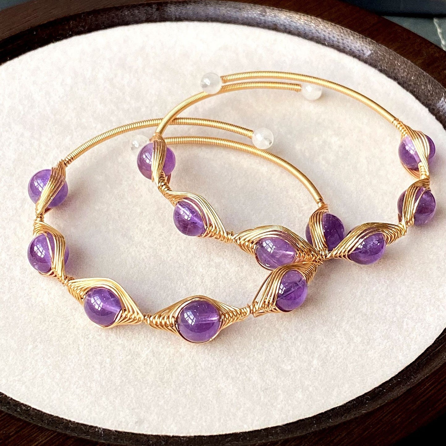 Amethyst Wire Wrapped Cuff Bracelet