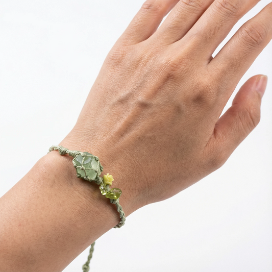 Raw Fluorite Bracelet with Flower Charm