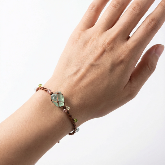 Raw Fluorite Handwoven Bracelet
