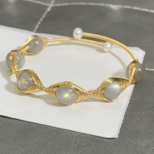 Labradorite Wire Wrapped Cuff Bracelet