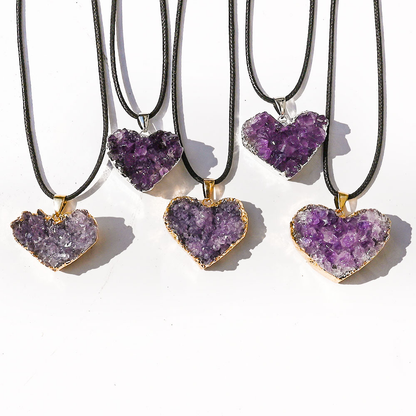 Amethyst Cluster Heart Necklace