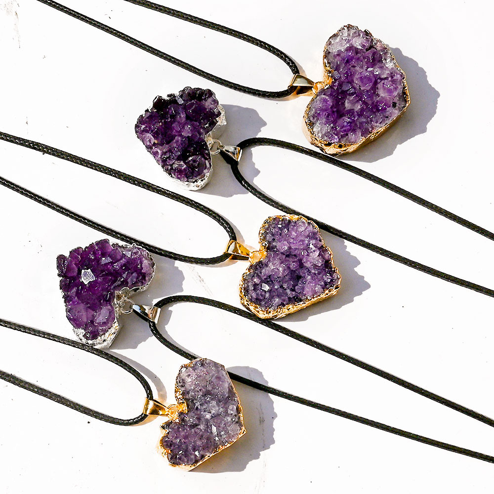 Amethyst Cluster Heart Necklace