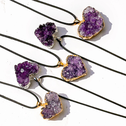 Amethyst Cluster Heart Necklace