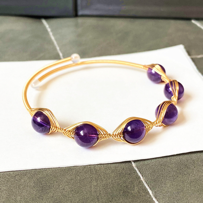 Amethyst Wire Wrapped Cuff Bracelet
