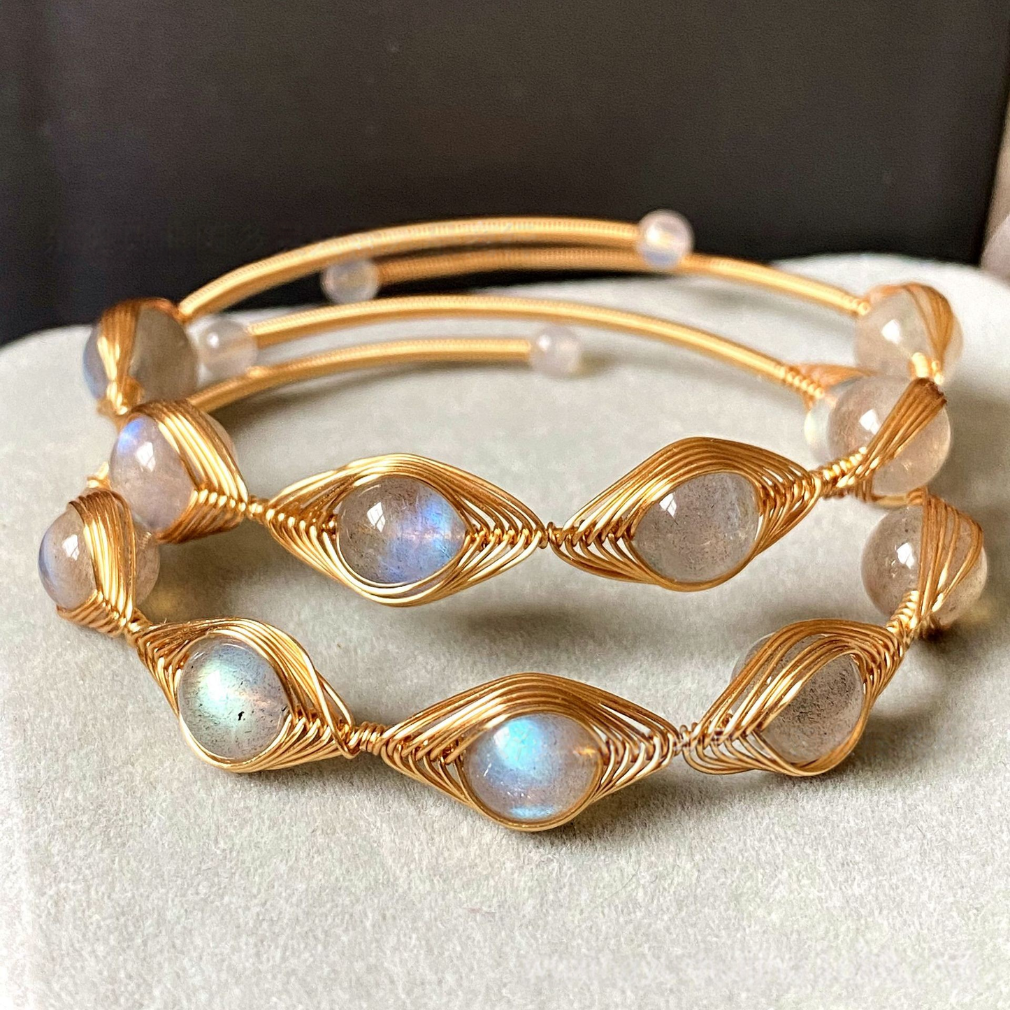 Labradorite Wire Wrapped Cuff Bracelet