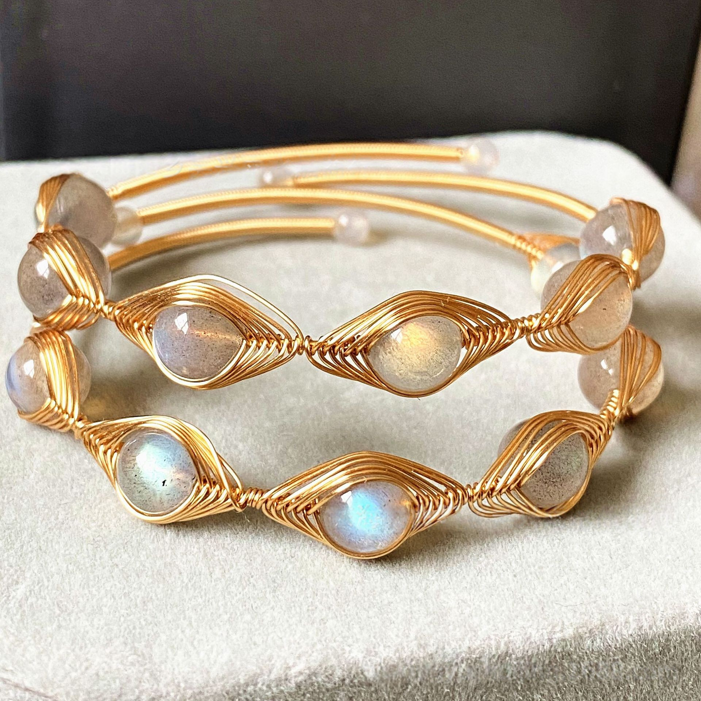 Labradorite Wire Wrapped Cuff Bracelet