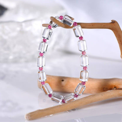 Clear Quartz Bracelet with Red Tourmaline