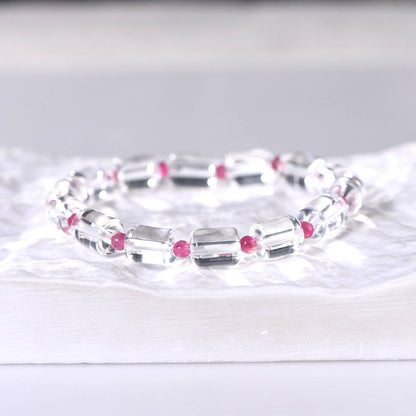 Clear Quartz Bracelet with Red Tourmaline