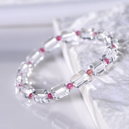 Clear Quartz Bracelet with Red Tourmaline