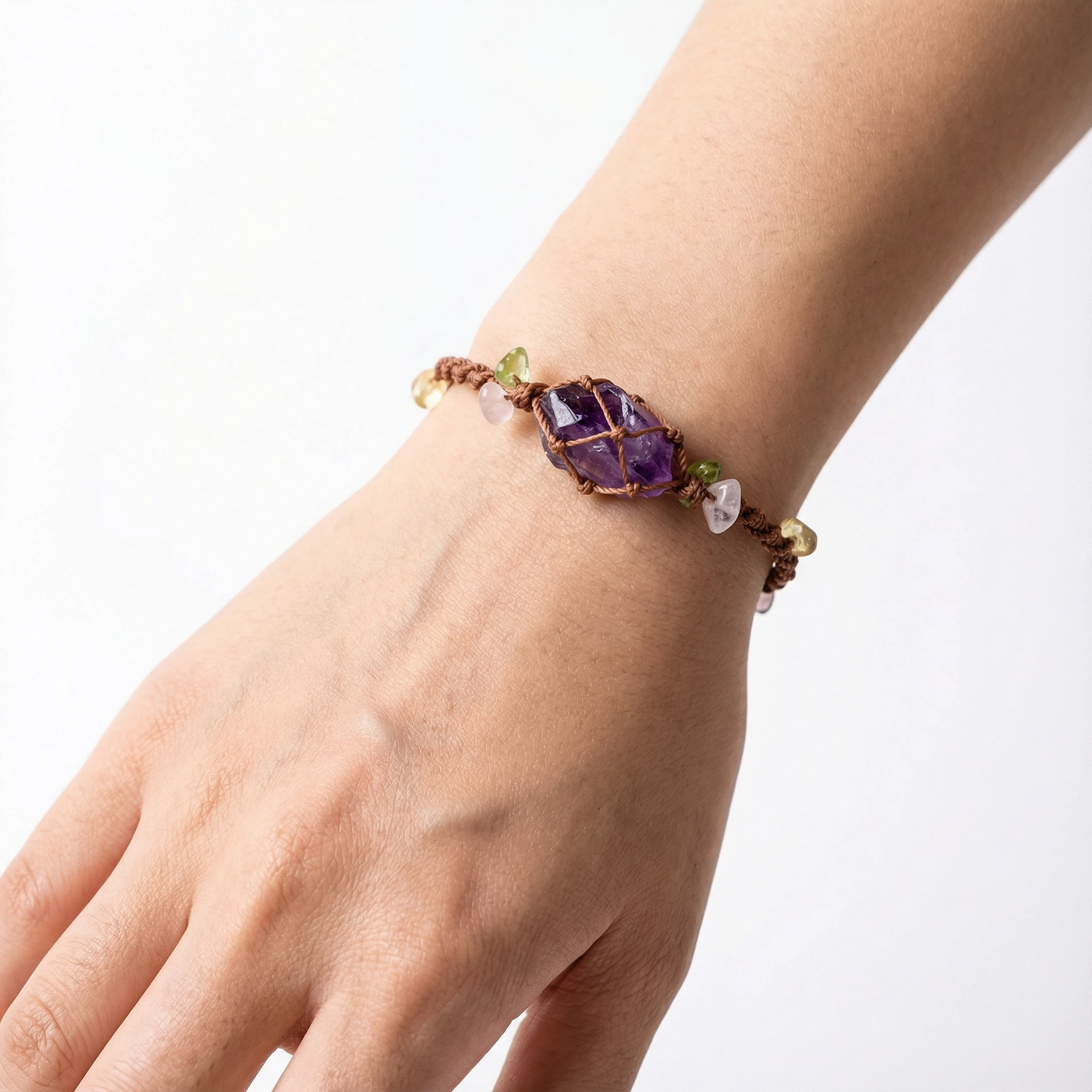 Raw Amethyst Handwoven Bracelet