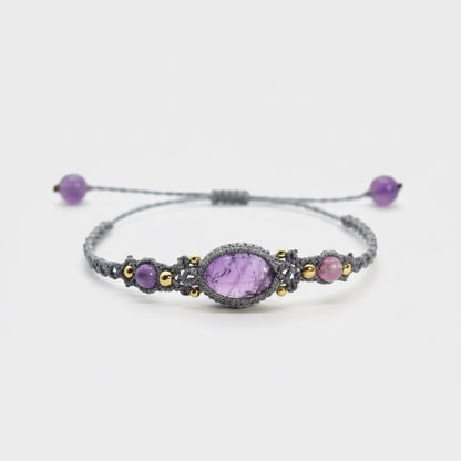 Amethyst Oval Handwoven Bracelet
