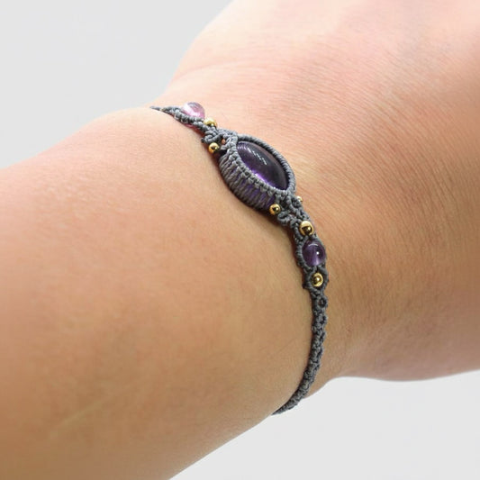 Amethyst Oval Handwoven Bracelet