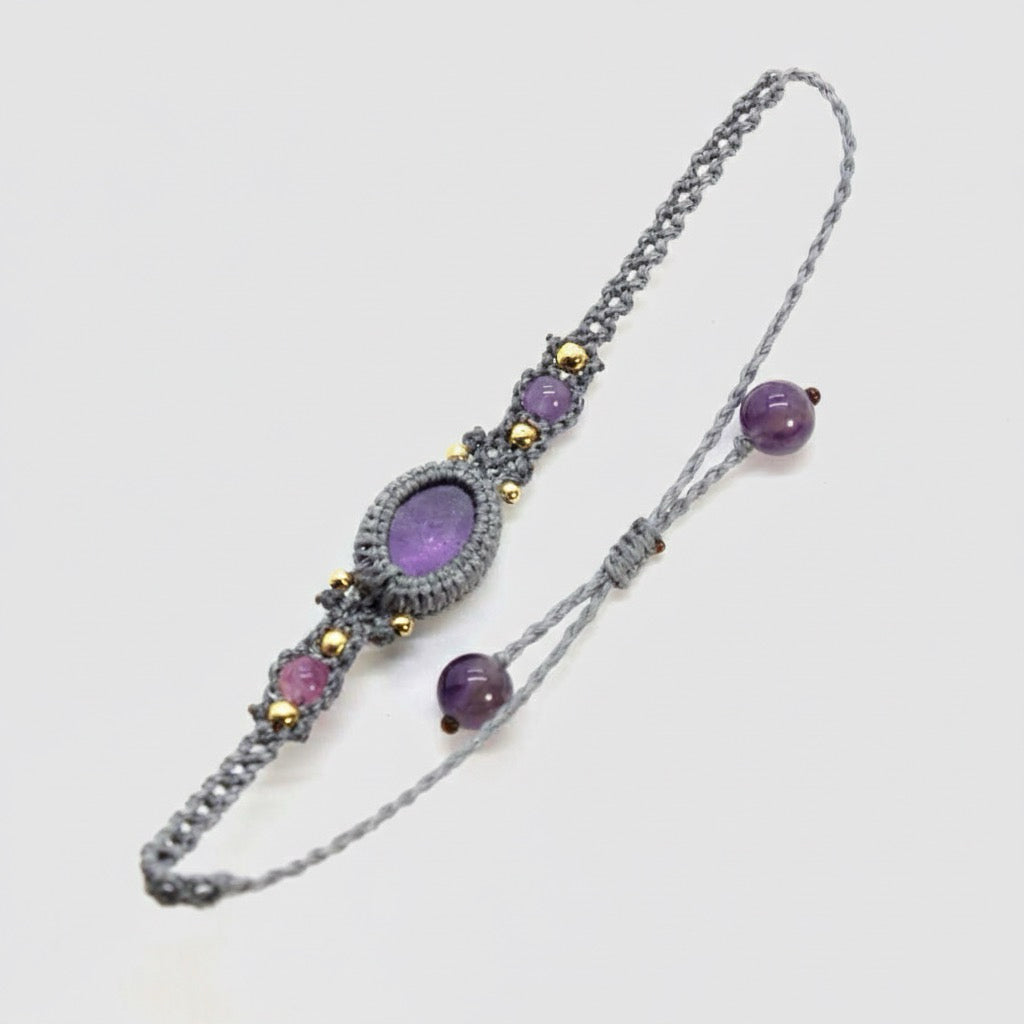 Amethyst Oval Handwoven Bracelet