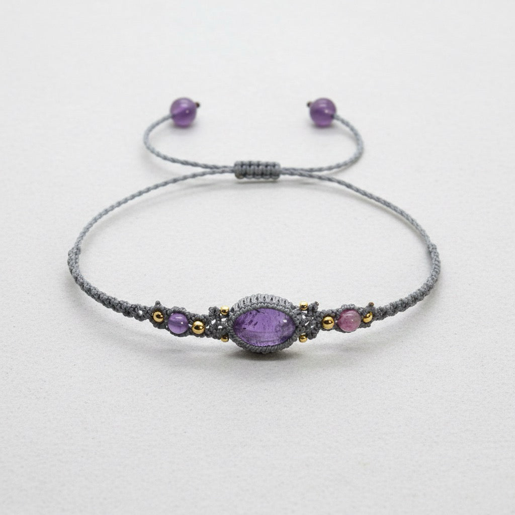 Amethyst Oval Handwoven Bracelet