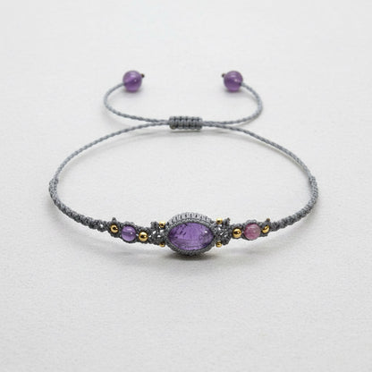 Amethyst Oval Handwoven Bracelet