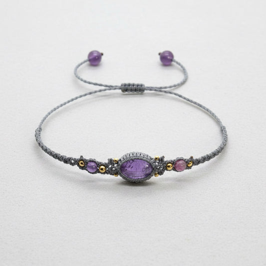 Amethyst Oval Handwoven Bracelet