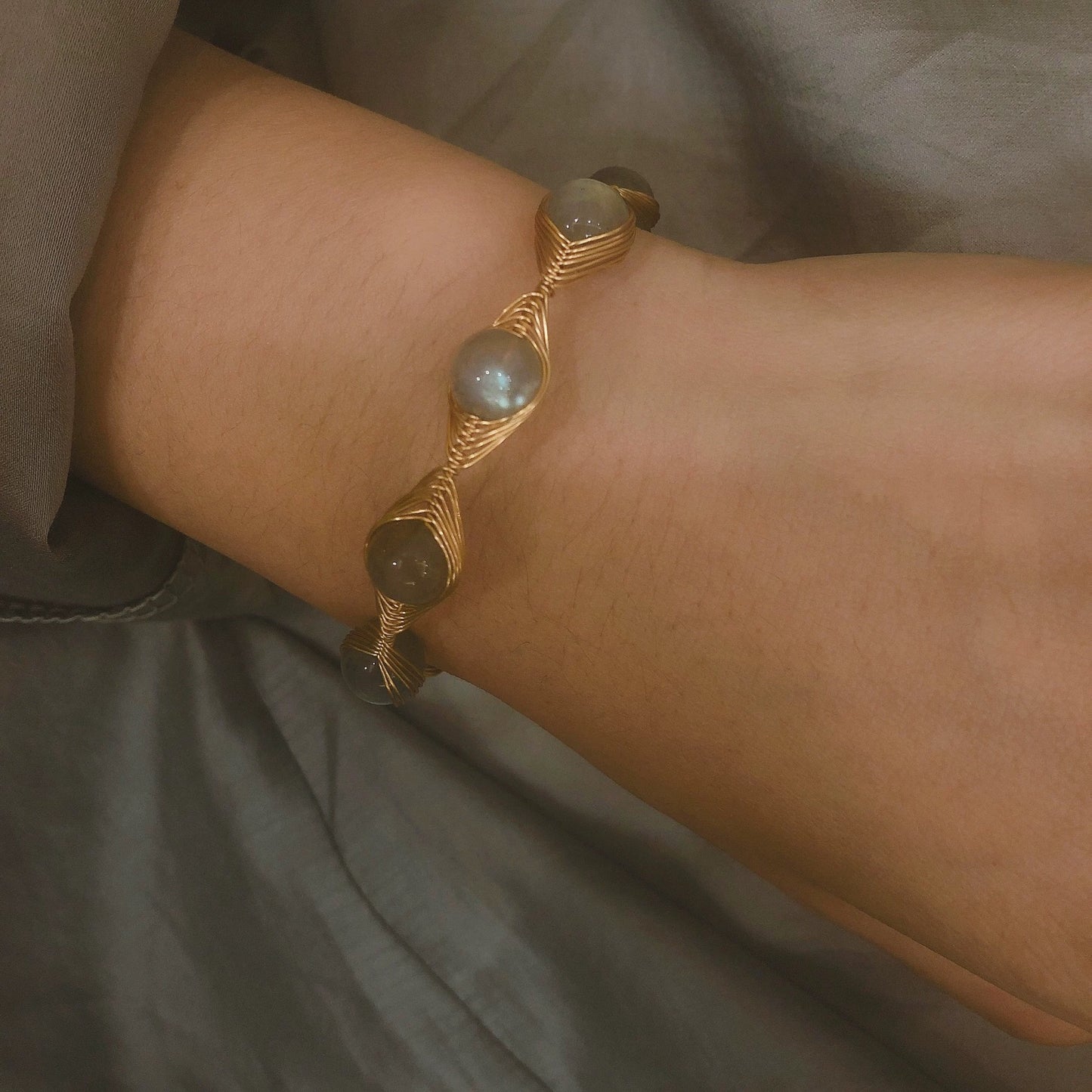 Labradorite Wire Wrapped Cuff Bracelet