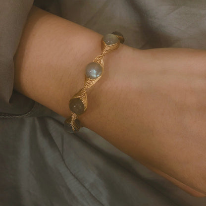 Labradorite Wire Wrapped Cuff Bracelet