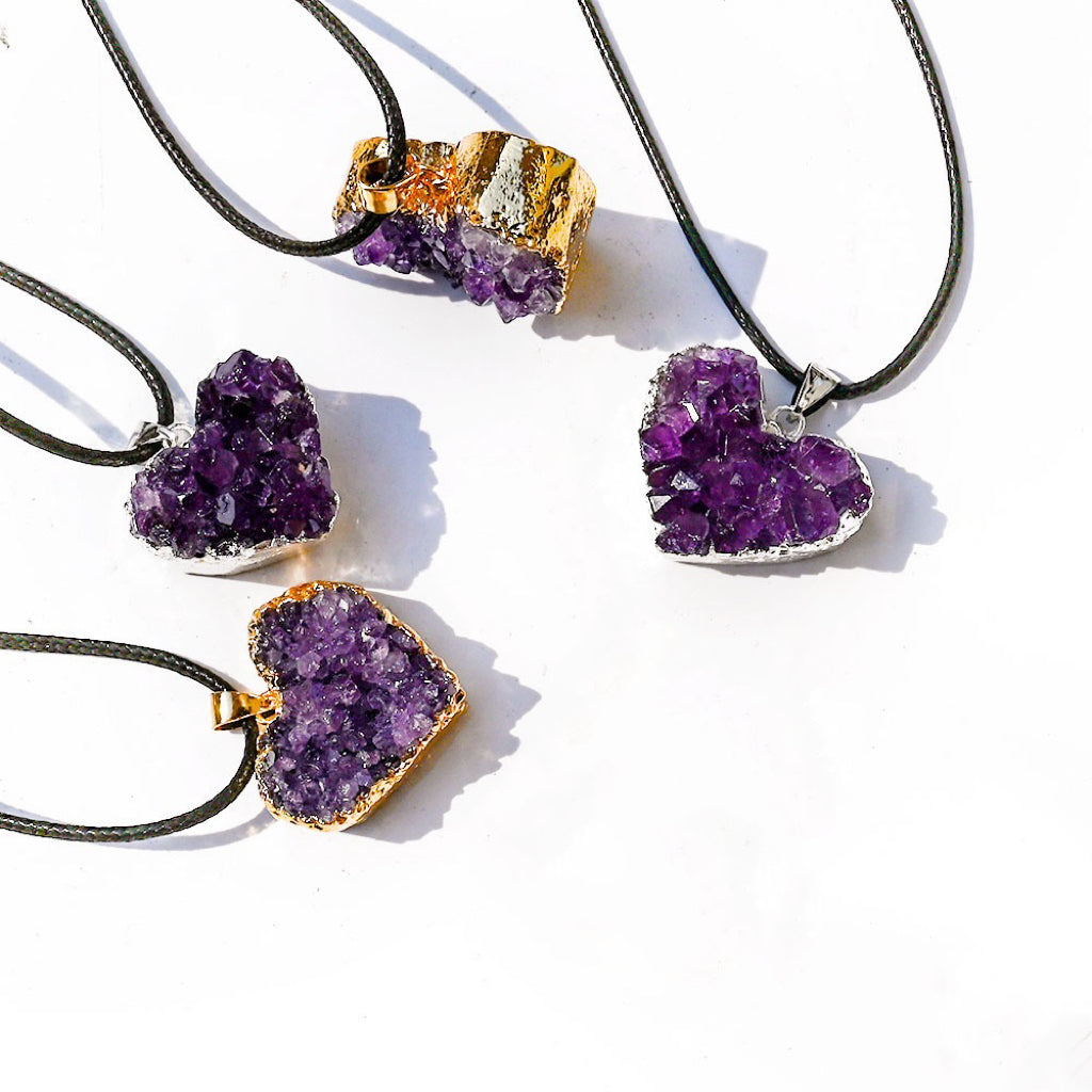 Amethyst Cluster Heart Necklace