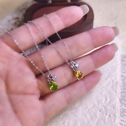Citrine Teardrop Necklace (925 Sterling Silver)