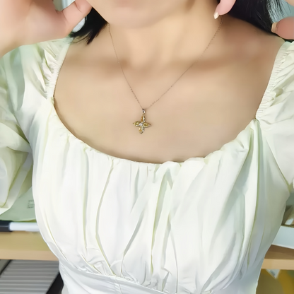 Citrine Clover Necklace (925 Sterling Silver)