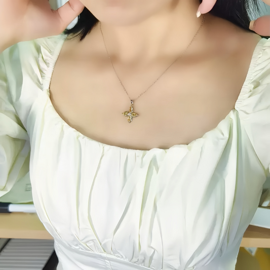 Citrine Clover Necklace (925 Sterling Silver)