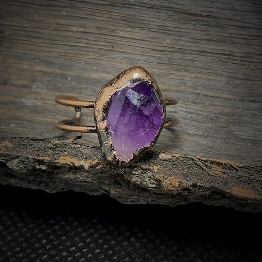 Raw Amethyst Adjustable Ring