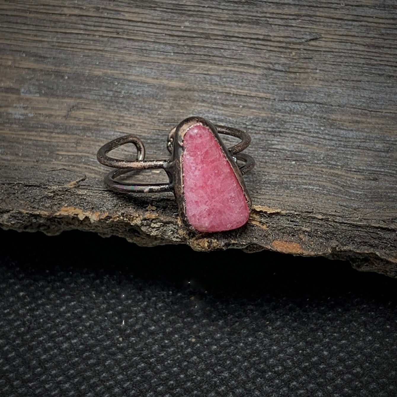 Raw Rhodochrosite Adjustable Ring