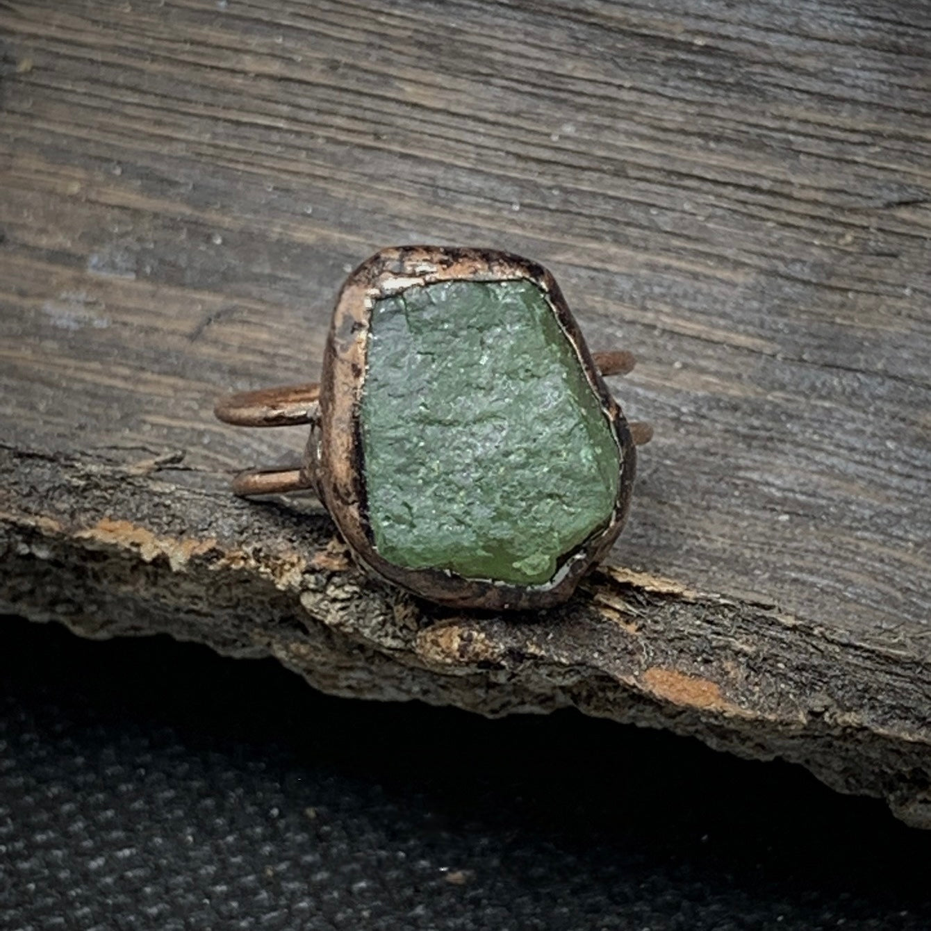Raw Green Apatite Adjustable Ring