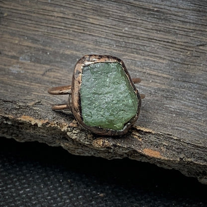 Raw Green Apatite Adjustable Ring
