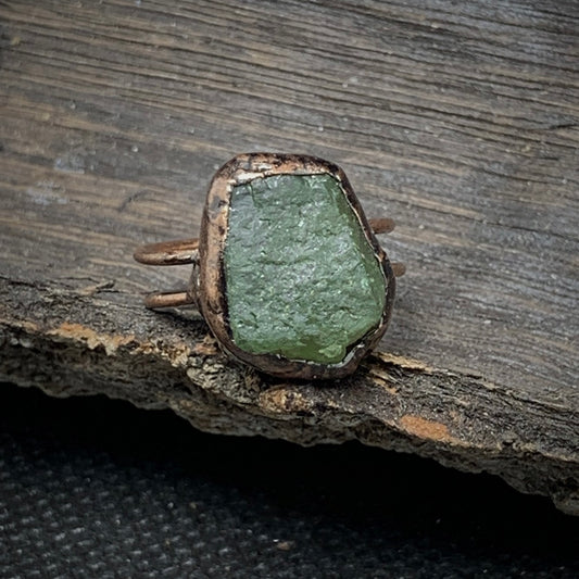 Raw Green Apatite Adjustable Ring