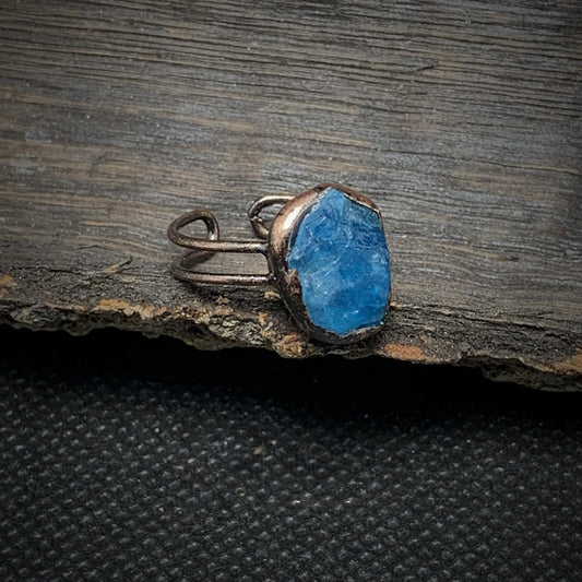 Raw Blue Apatite Adjustable Ring