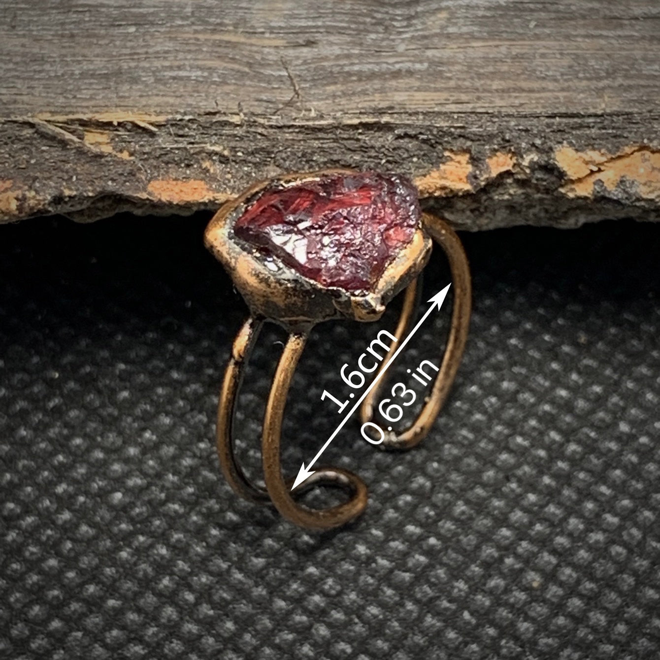 Raw Garnet Adjustable Ring