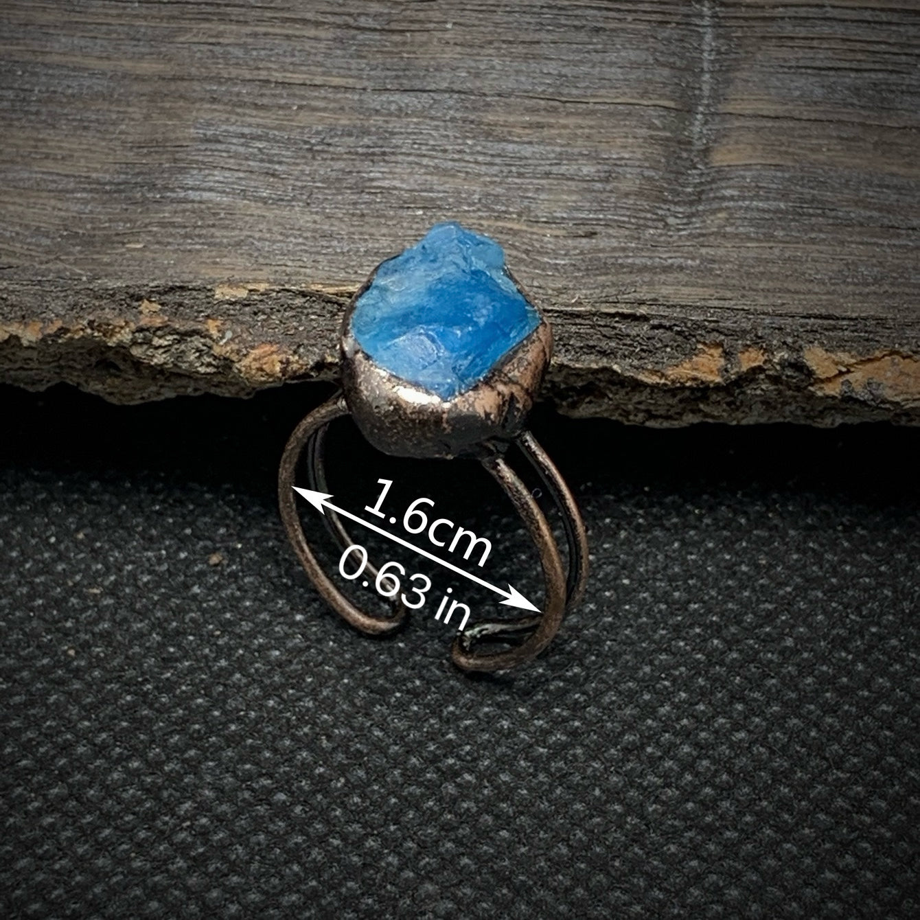Raw Blue Apatite Adjustable Ring