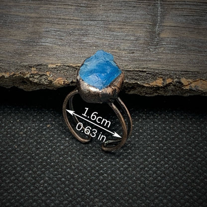Raw Blue Apatite Adjustable Ring