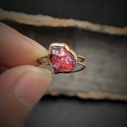 Raw Garnet Adjustable Ring