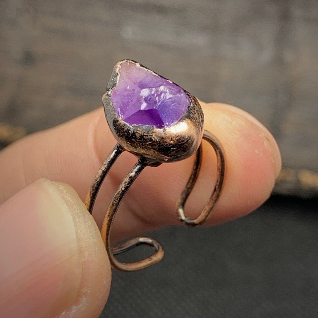 Raw Amethyst Adjustable Ring