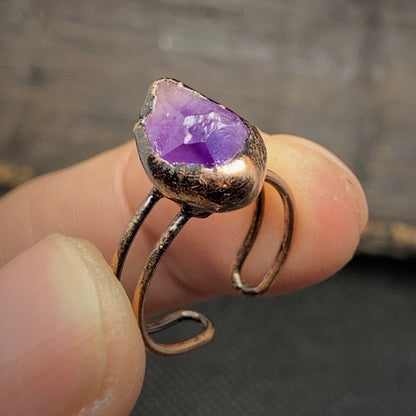 Raw Amethyst Adjustable Ring