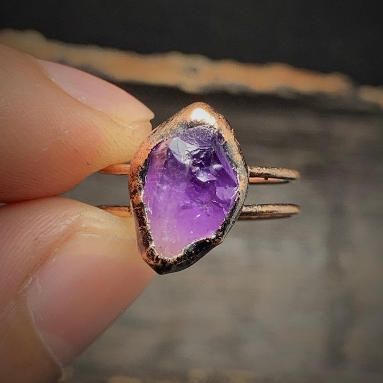 Raw Amethyst Adjustable Ring