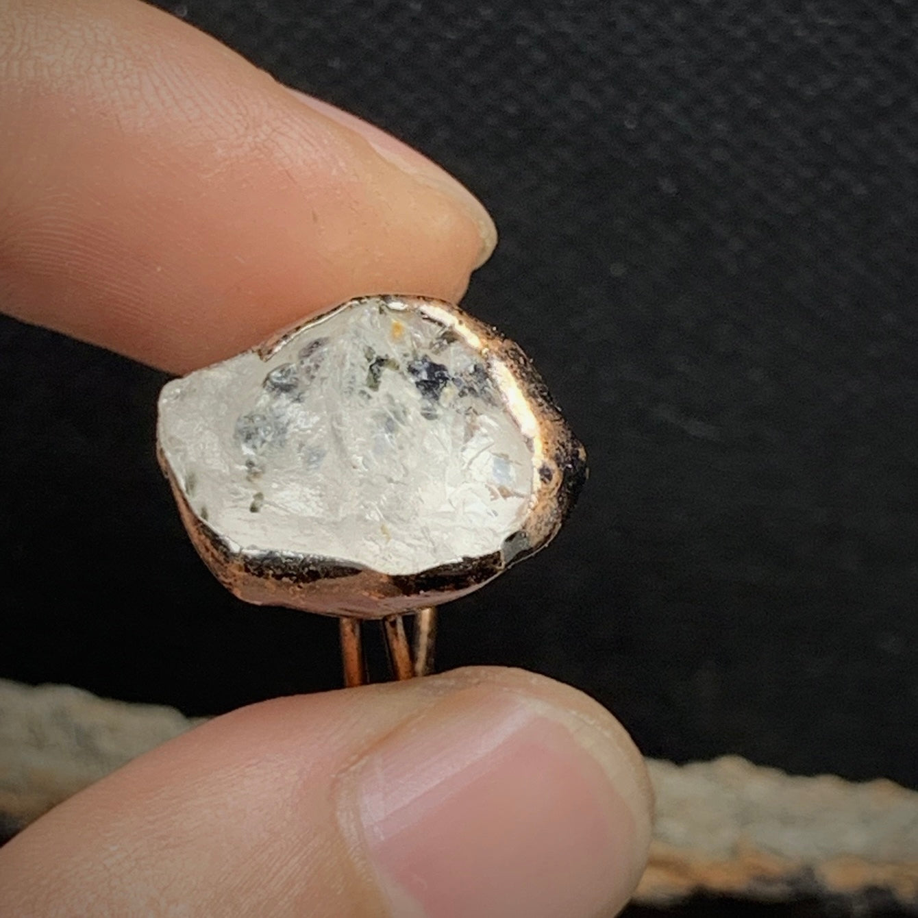 Raw Black Super Seven Quartz Adjustable Ring