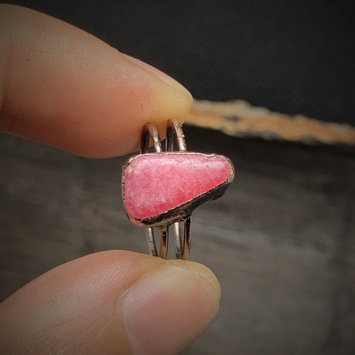 Raw Rhodochrosite Adjustable Ring