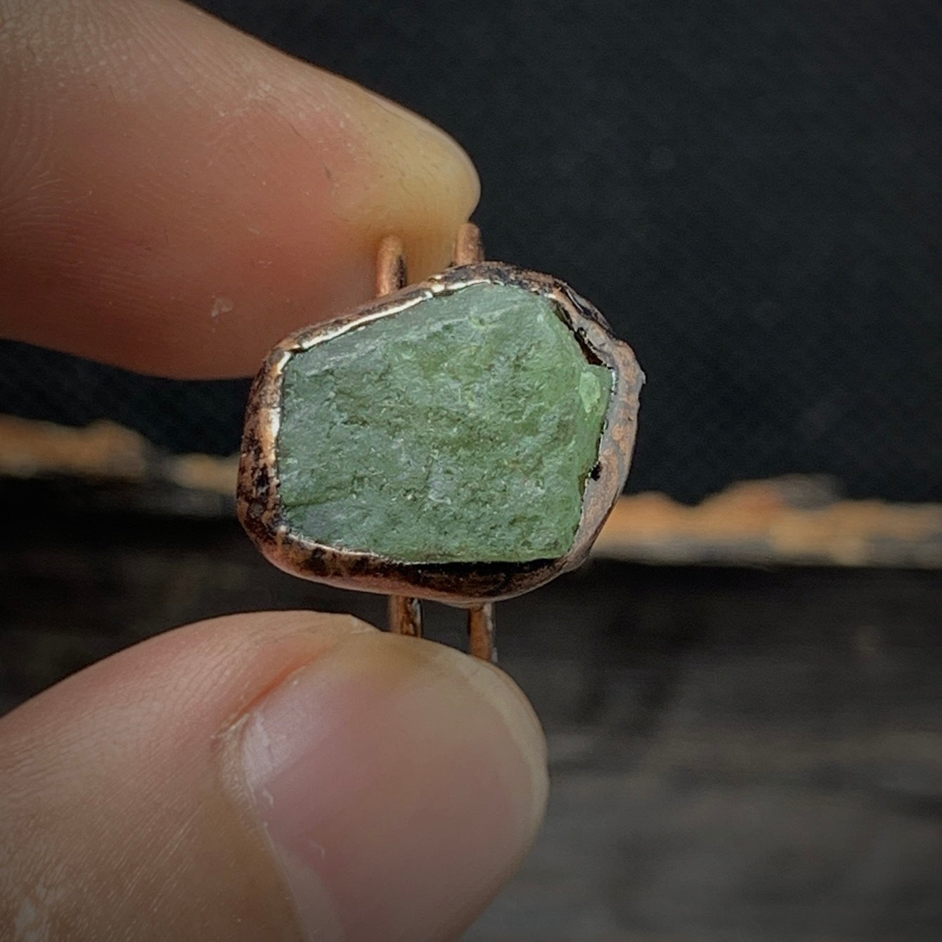Raw Green Apatite Adjustable Ring