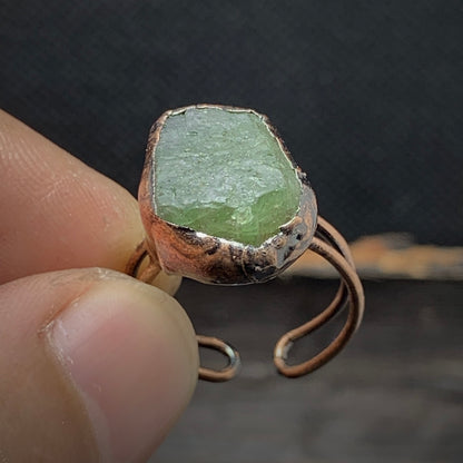 Raw Green Apatite Adjustable Ring
