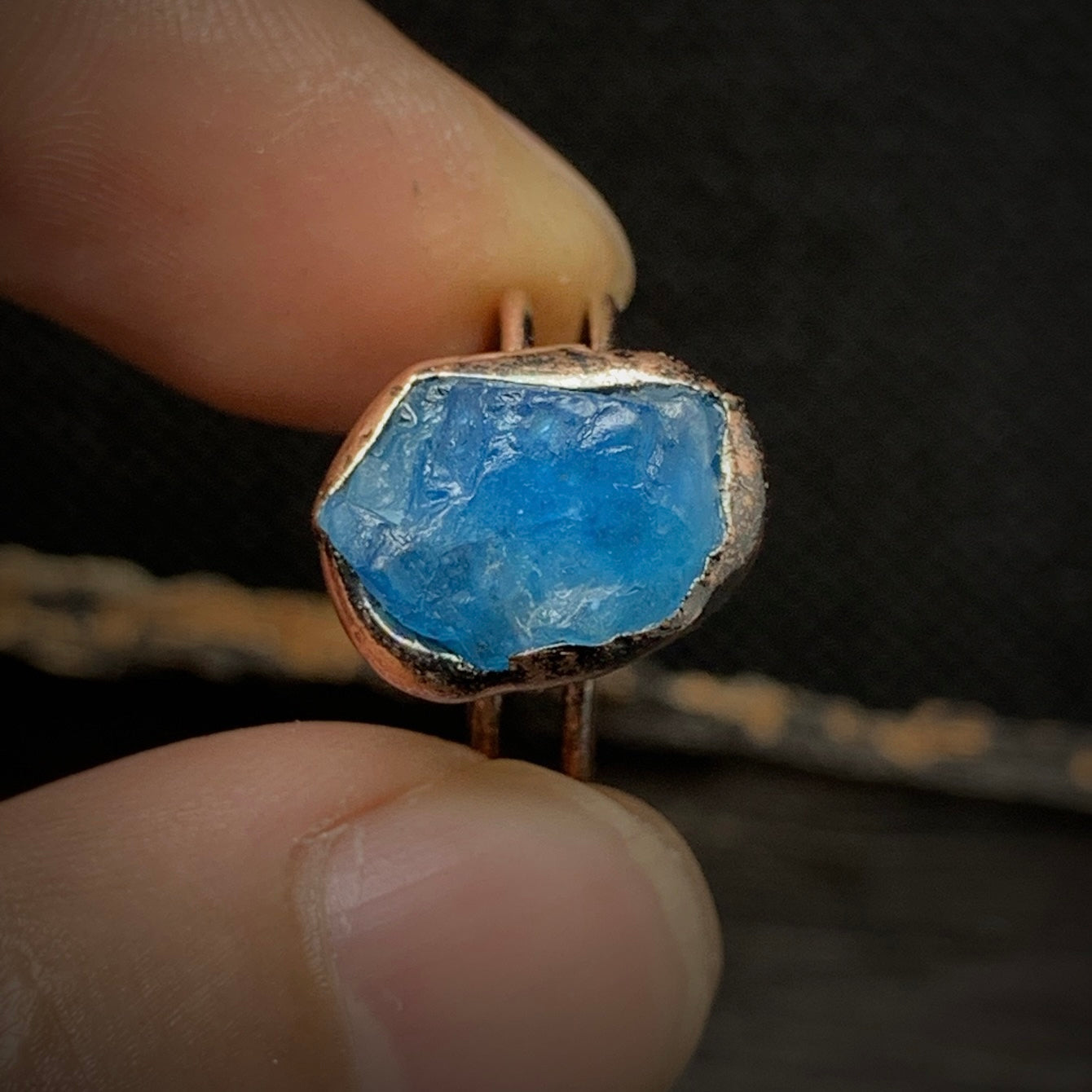 Raw Blue Apatite Adjustable Ring