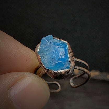 Raw Blue Apatite Adjustable Ring